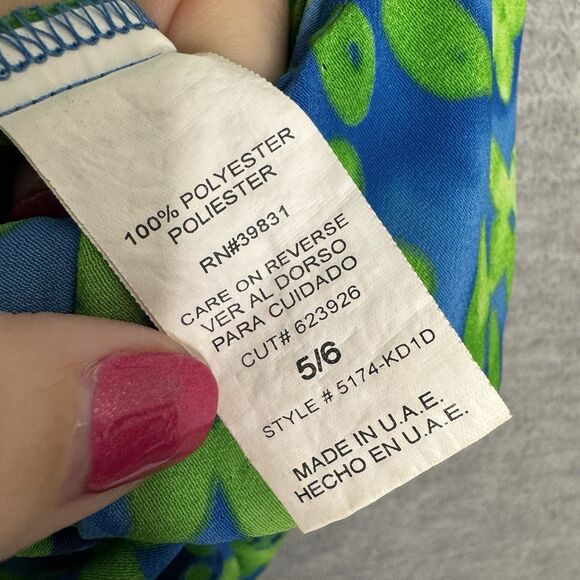 Vintage 90s Y2K My Michelle Maxi Dress Womens 5/6 Floral Sleeveless Blue Green - Picture 5 of 6